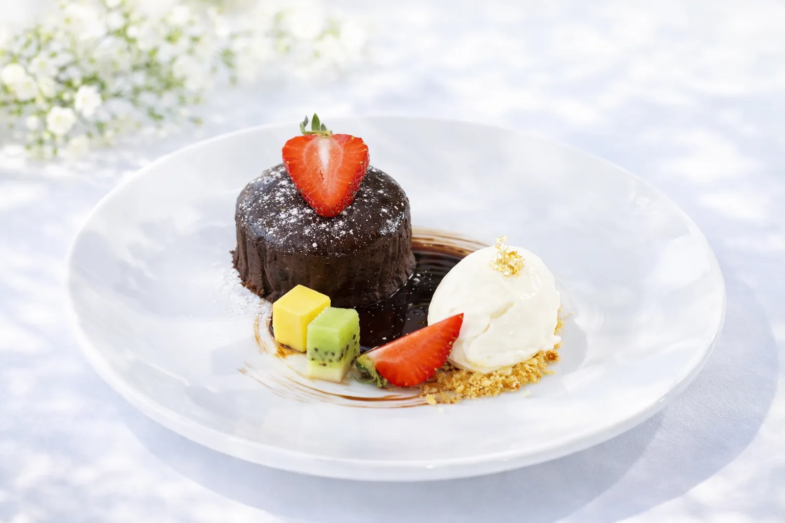 Seasonal Fresh Fruits with Ice Cream