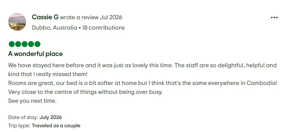 Guest Review from Tripadvisor